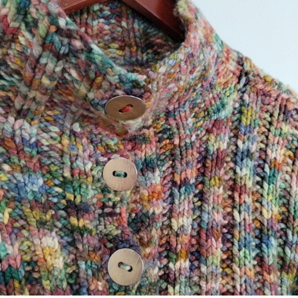 Rainbow HandKnit One-of-a-kind Cardigan Sweater